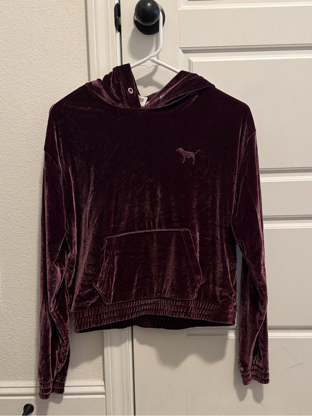 PINK Victoria's Secret Velvet Hoodie in Deep Burgundy